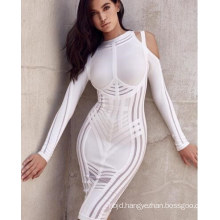 White Bandage Dress Long Dress Women Long Sleeve Bandage Dress Party Dress